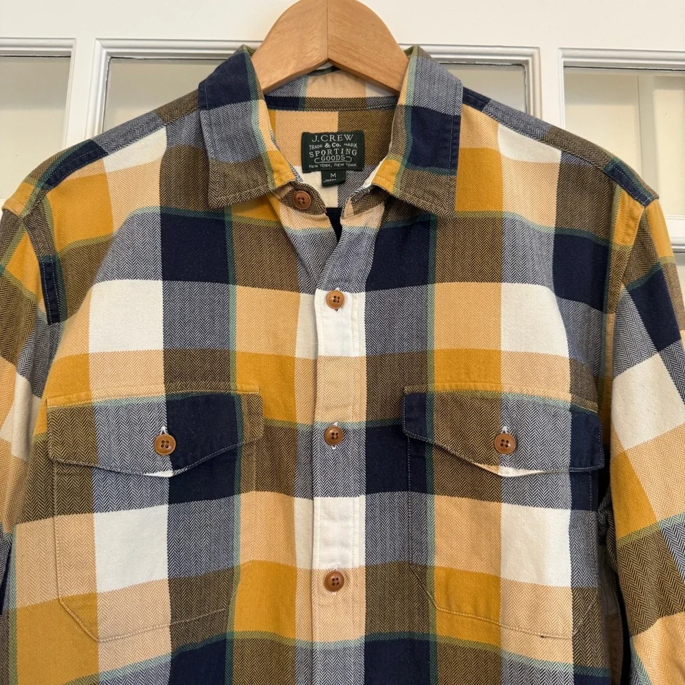 J.Crew Plaid Men's Button Down Check Shirt in Yellow and Blue